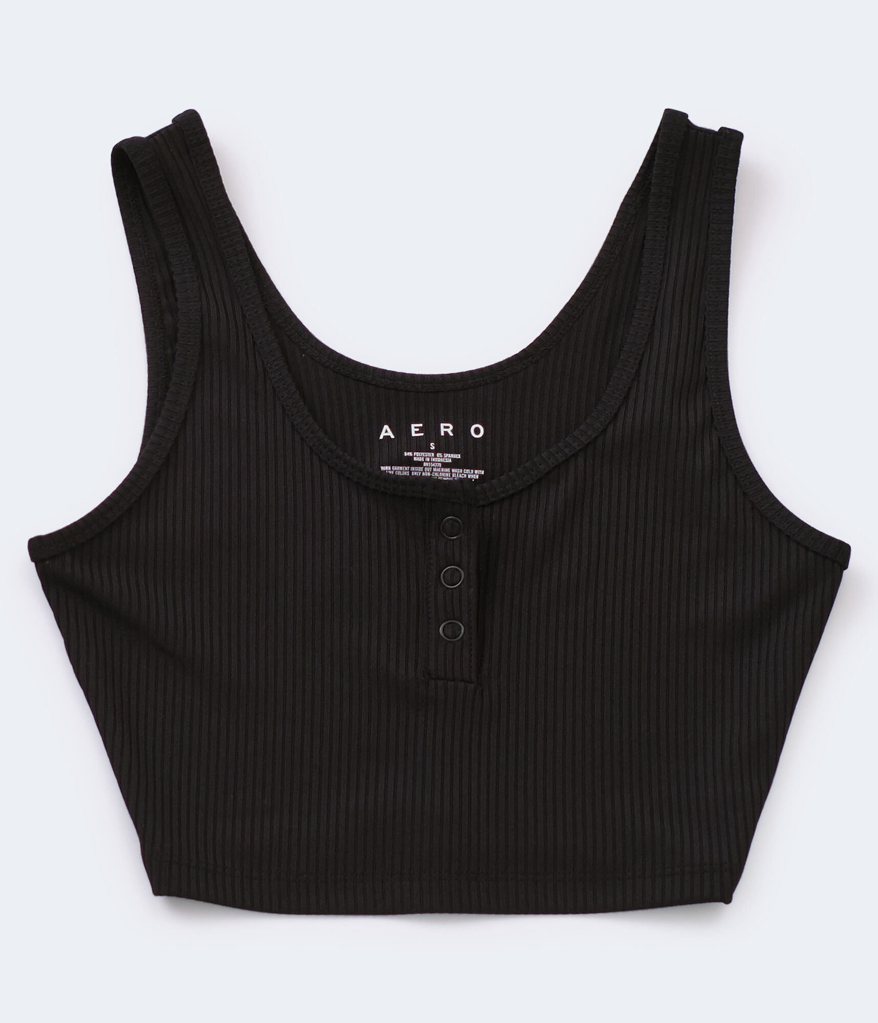 Ribbed Henley Cropped Tank