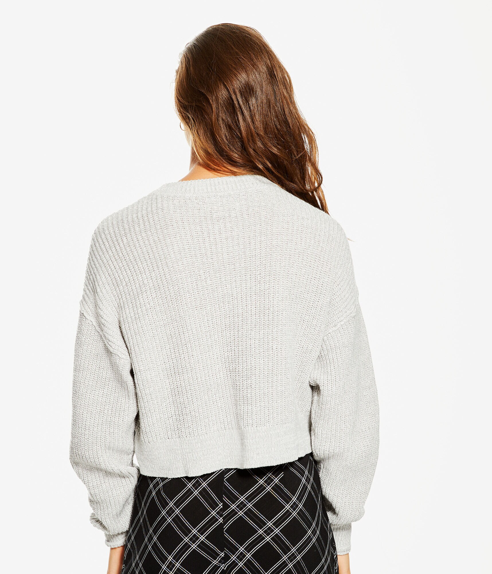Solid Cropped Crew Sweater