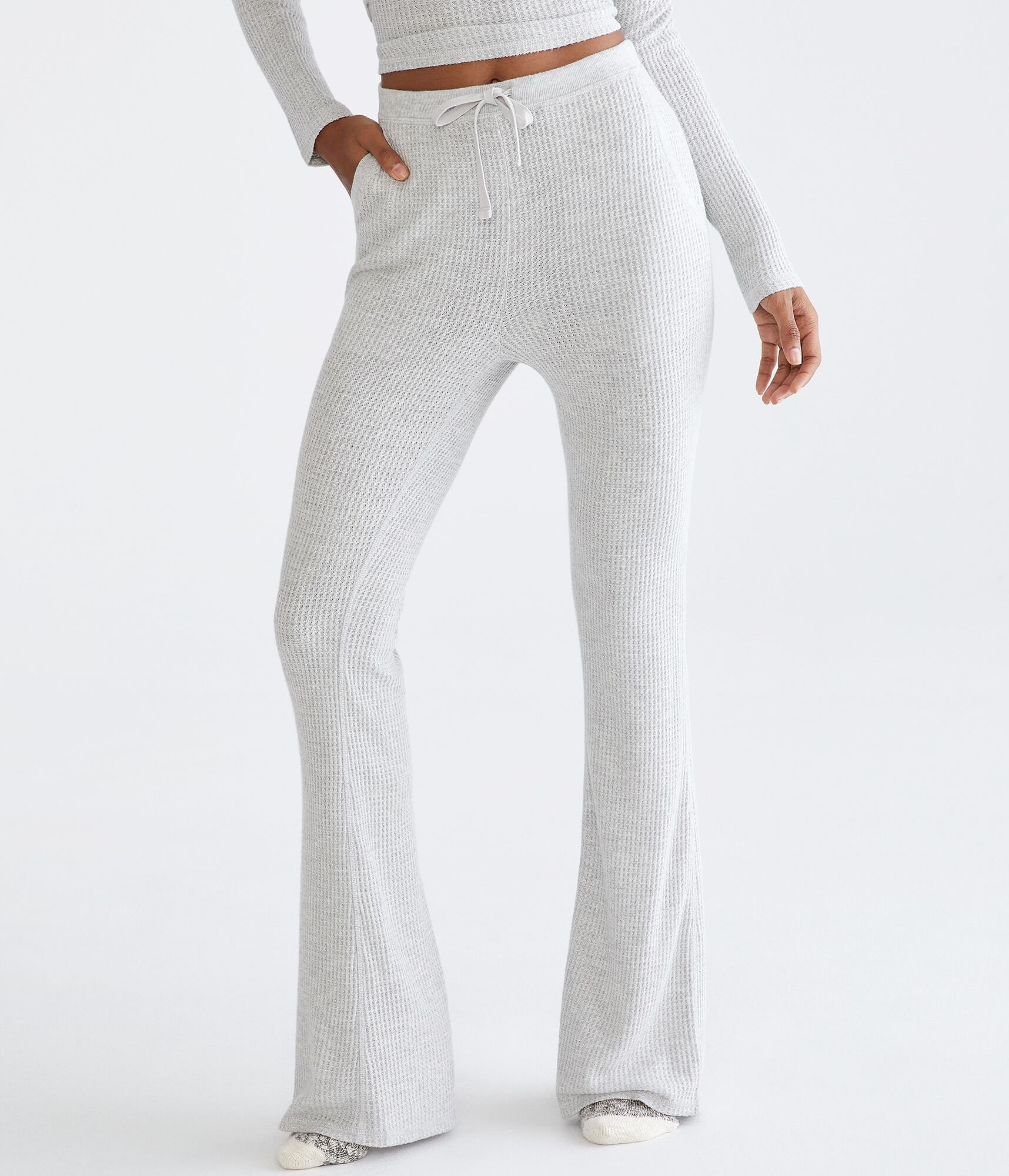 Flare High-Rise Waffle Sleep Pants