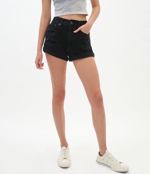 High-Rise Denim Mom Shorts