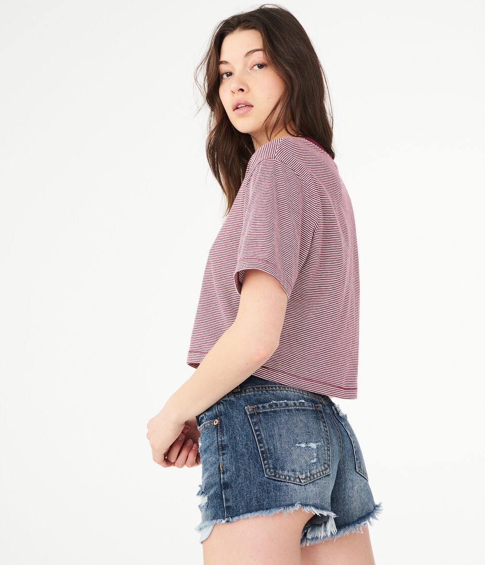 Striped Boyfriend Crop Tee
