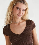 Textured Lace V-Neck Top
