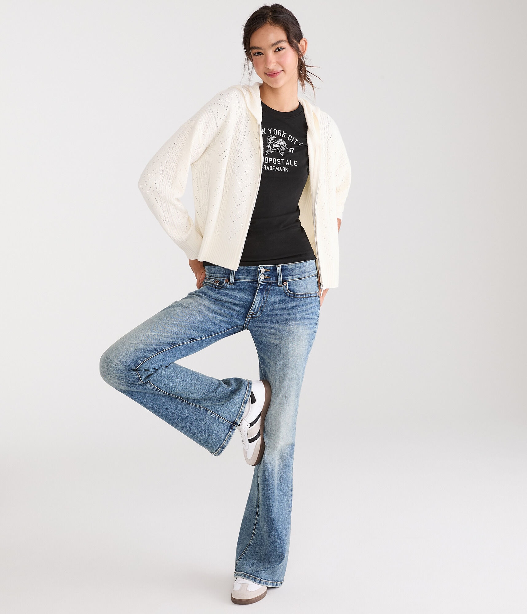 Cozy Pointelle Full-Zip Sweater Hoodie