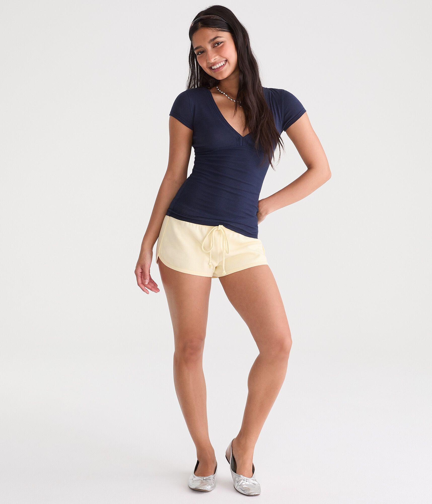 Ribbed V-Neck Tee