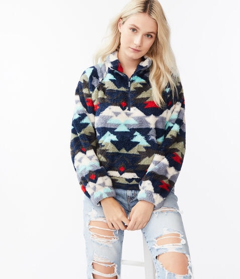 Printed Sherpa Fleece Half-Zip Pullover Printed Sherpa Fleece Half-Zip Pullover