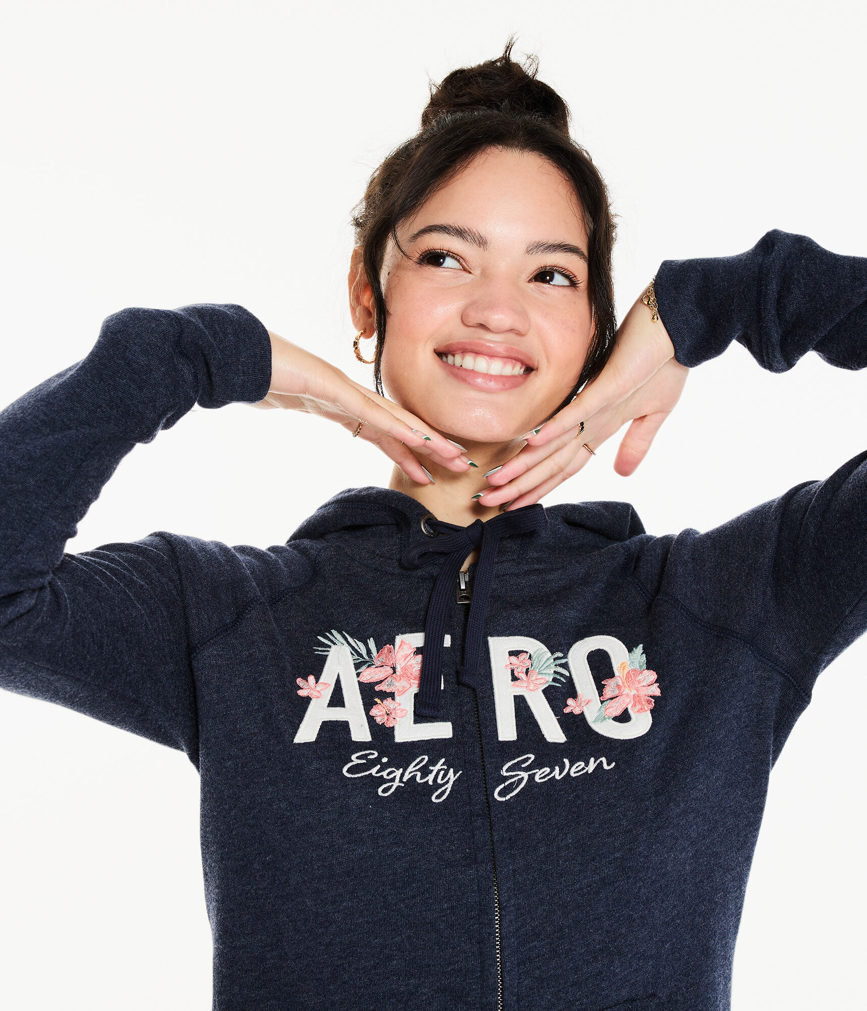 Aero Eighty-Seven Tropical Flower Full-Zip Hoodie