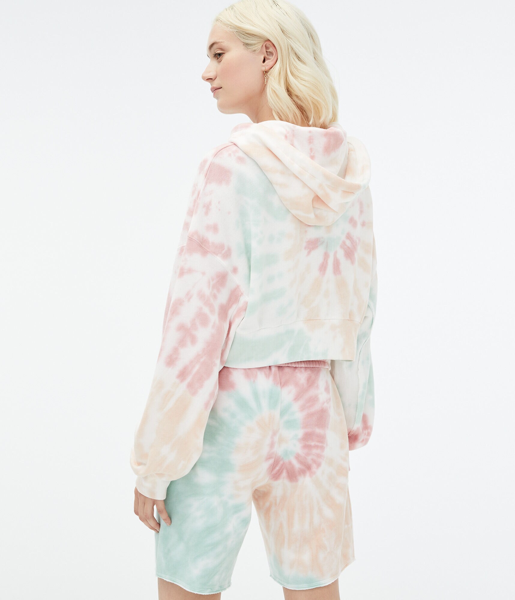 Tie-Dye Cropped Pullover Hoodie