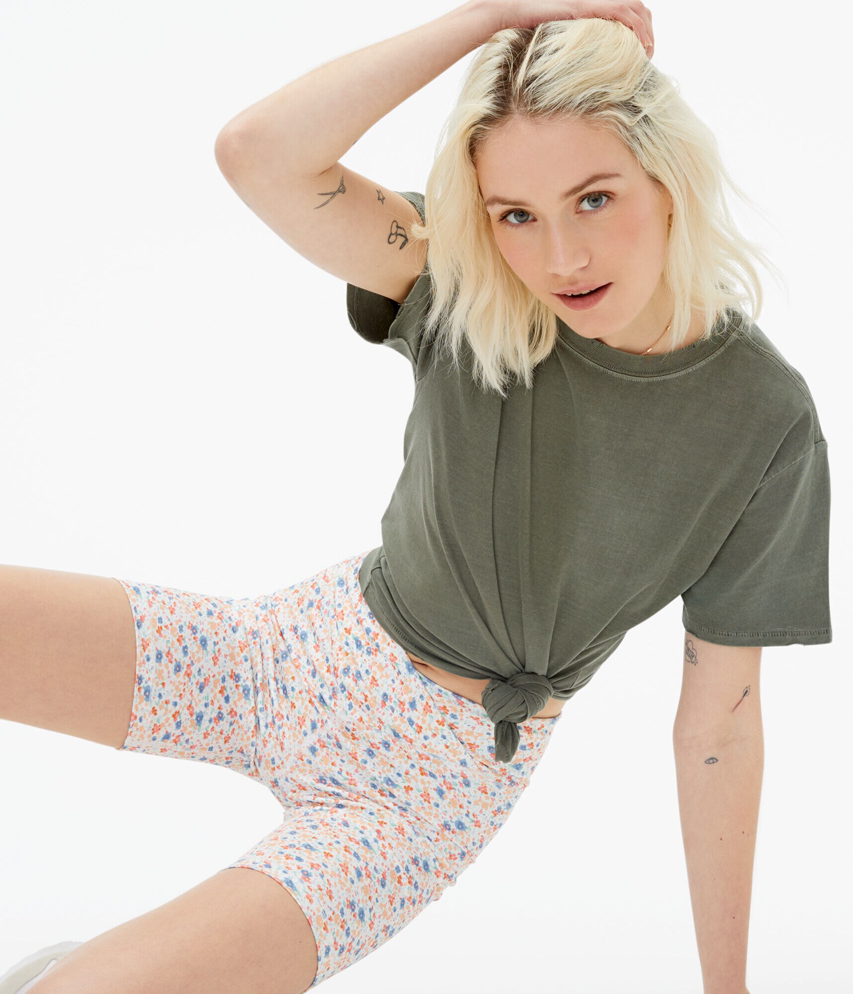 Floral Flex Crossover High-Rise Bike Shorts