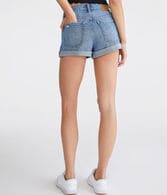 High-Rise Stretch Denim Mom Shorts