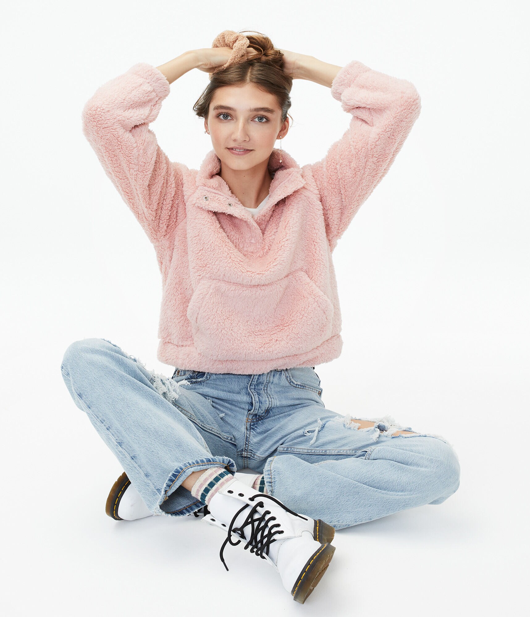 Cozy Mock-Neck Sherpa Fleece Pullover