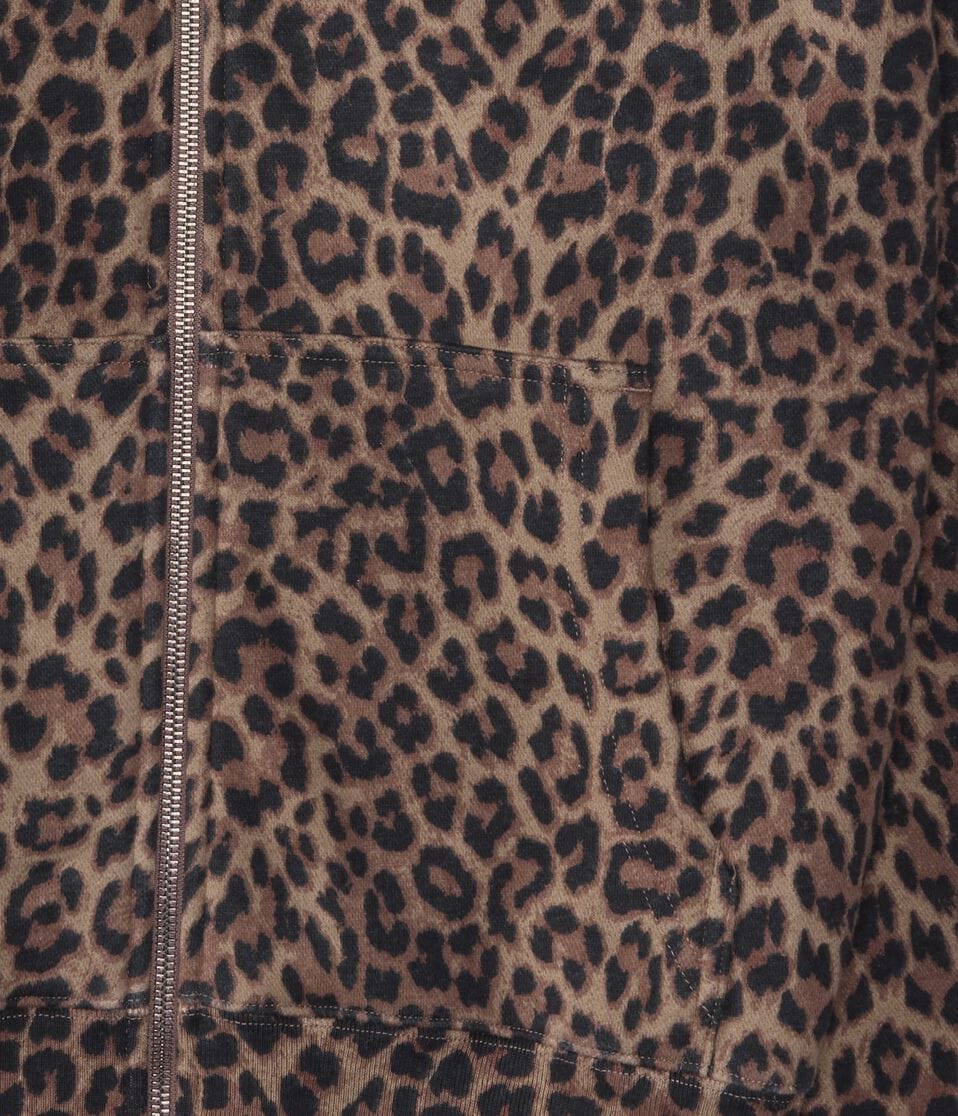 Cloud Soft Leopard Print Boxy Full-Zip Hoodie