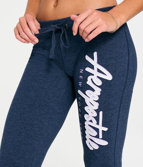 Aeropostale Script Low-Rise Fit & Flare Sweatpants