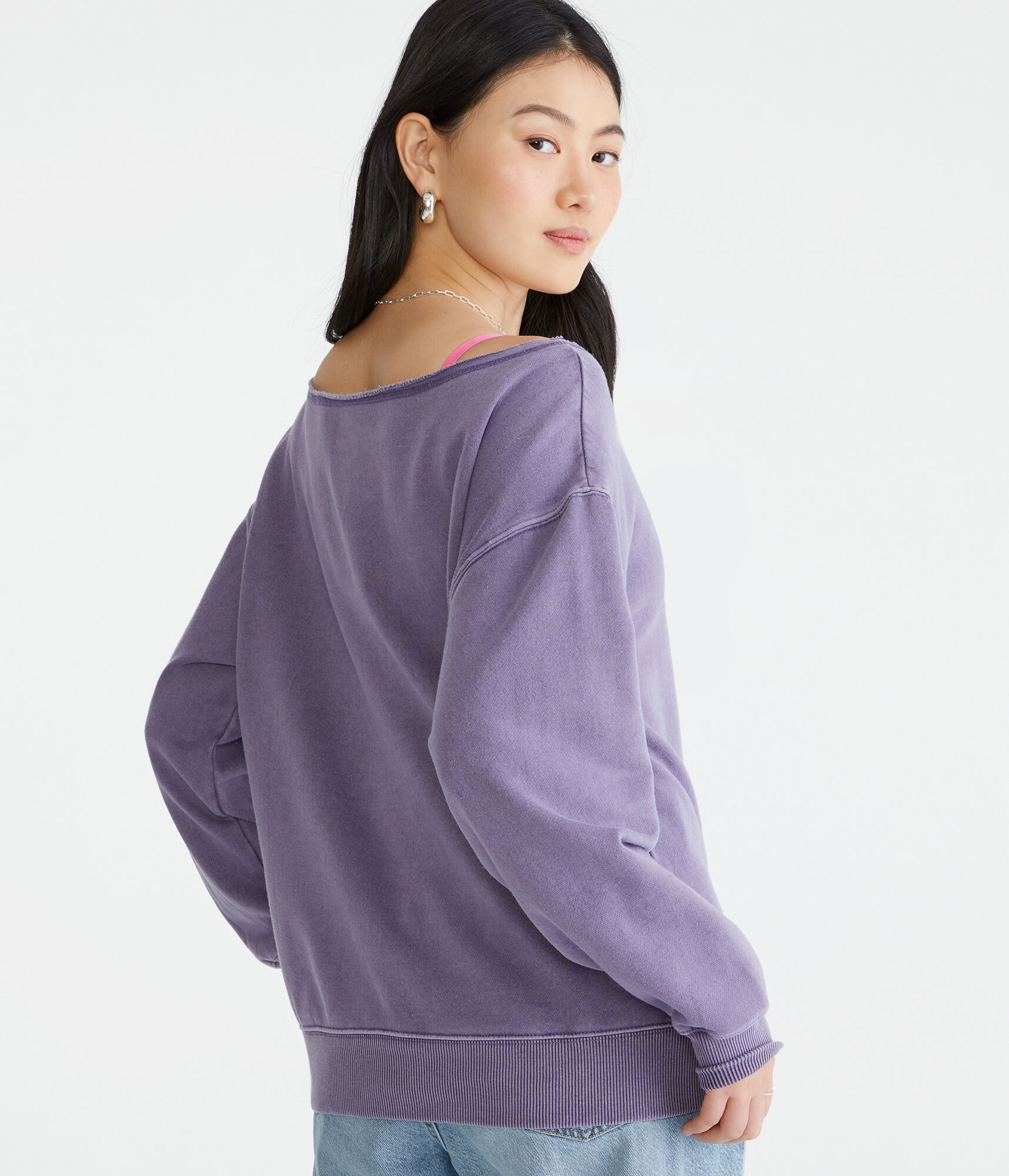 Washed Off-The-Shoulder Sweatshirt