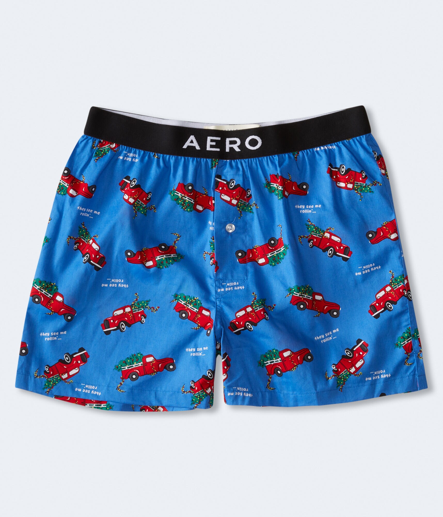 Christmas Tree Truck Woven Boxers