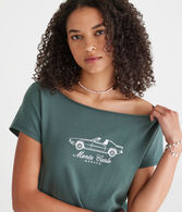 Seriously Soft Monte Carlo Off-The-Shoulder Vintage Fit Graphic Tee
