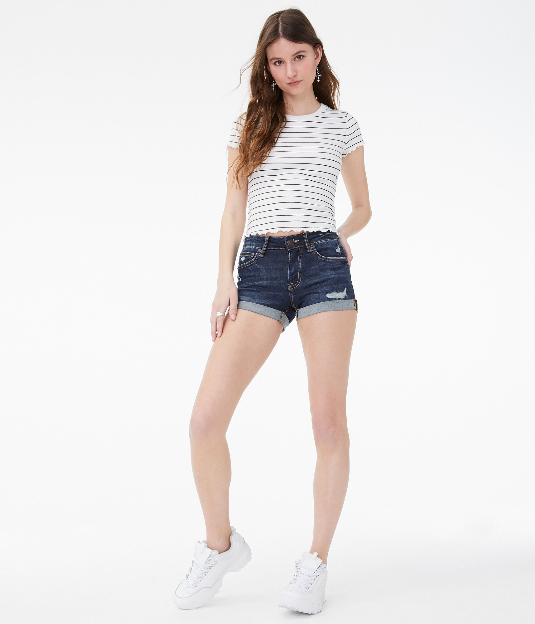 Premium Seriously Stretchy Low-Rise Denim Shorty Shorts