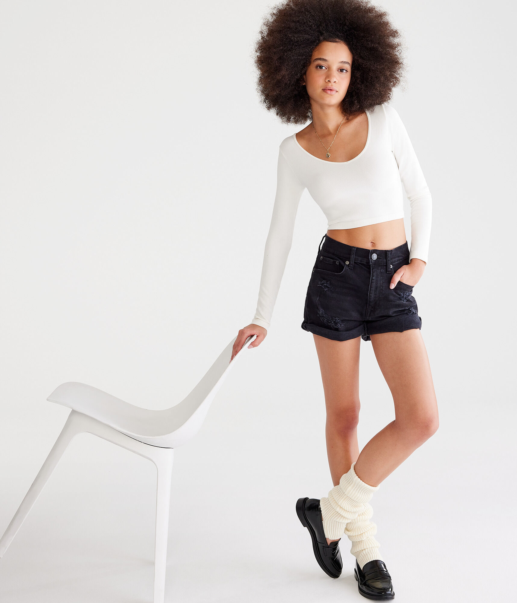 High-Rise Denim Mom Shorts