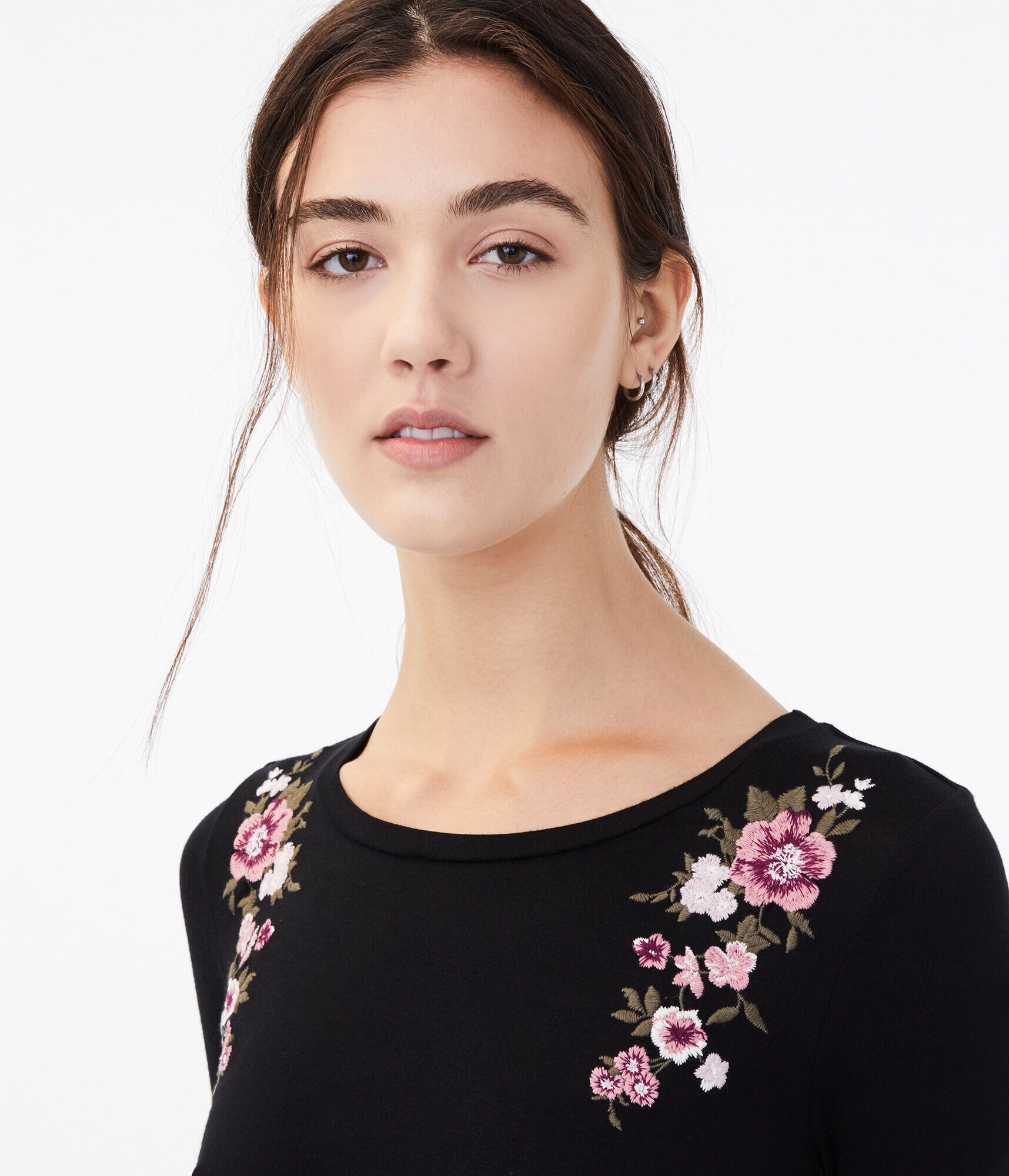 Long Sleeve Seriously Soft Floral Embroidered Crew Tee