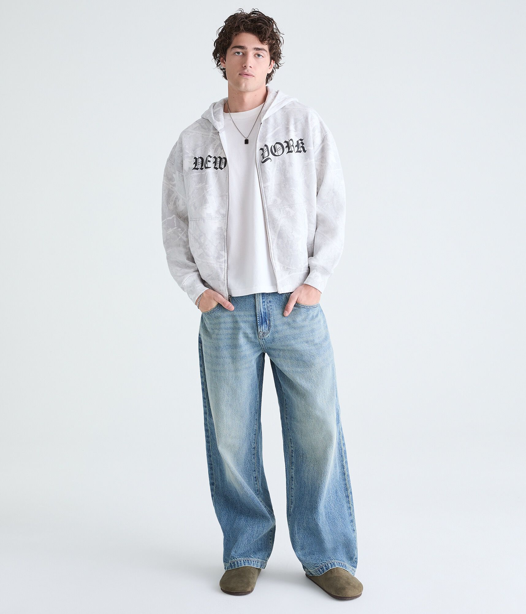 Cloud Soft New York Forest Camo Boxy Full-Zip Hoodie