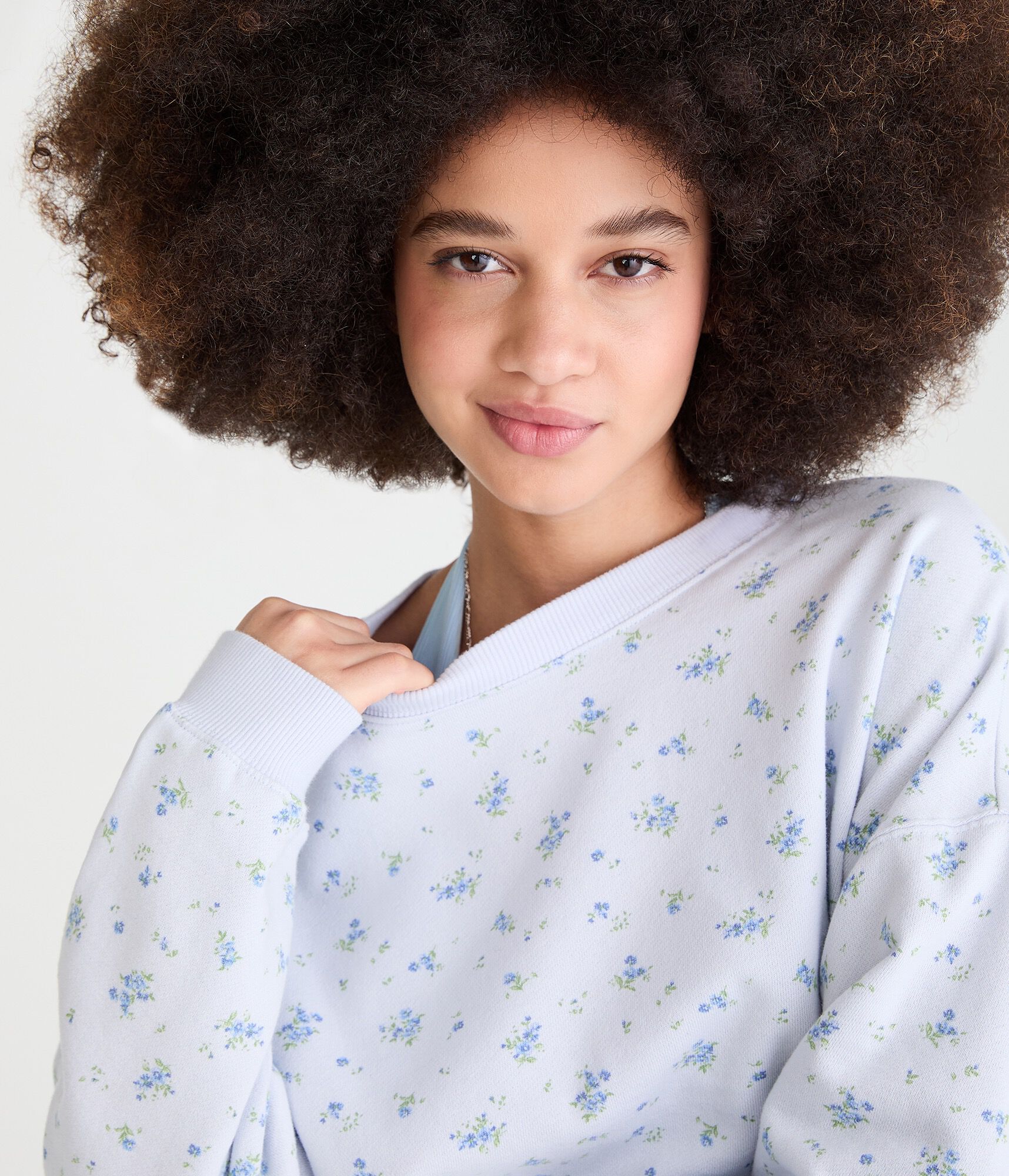 Cloud Soft Floral Print Oversized Crew Sweatshirt