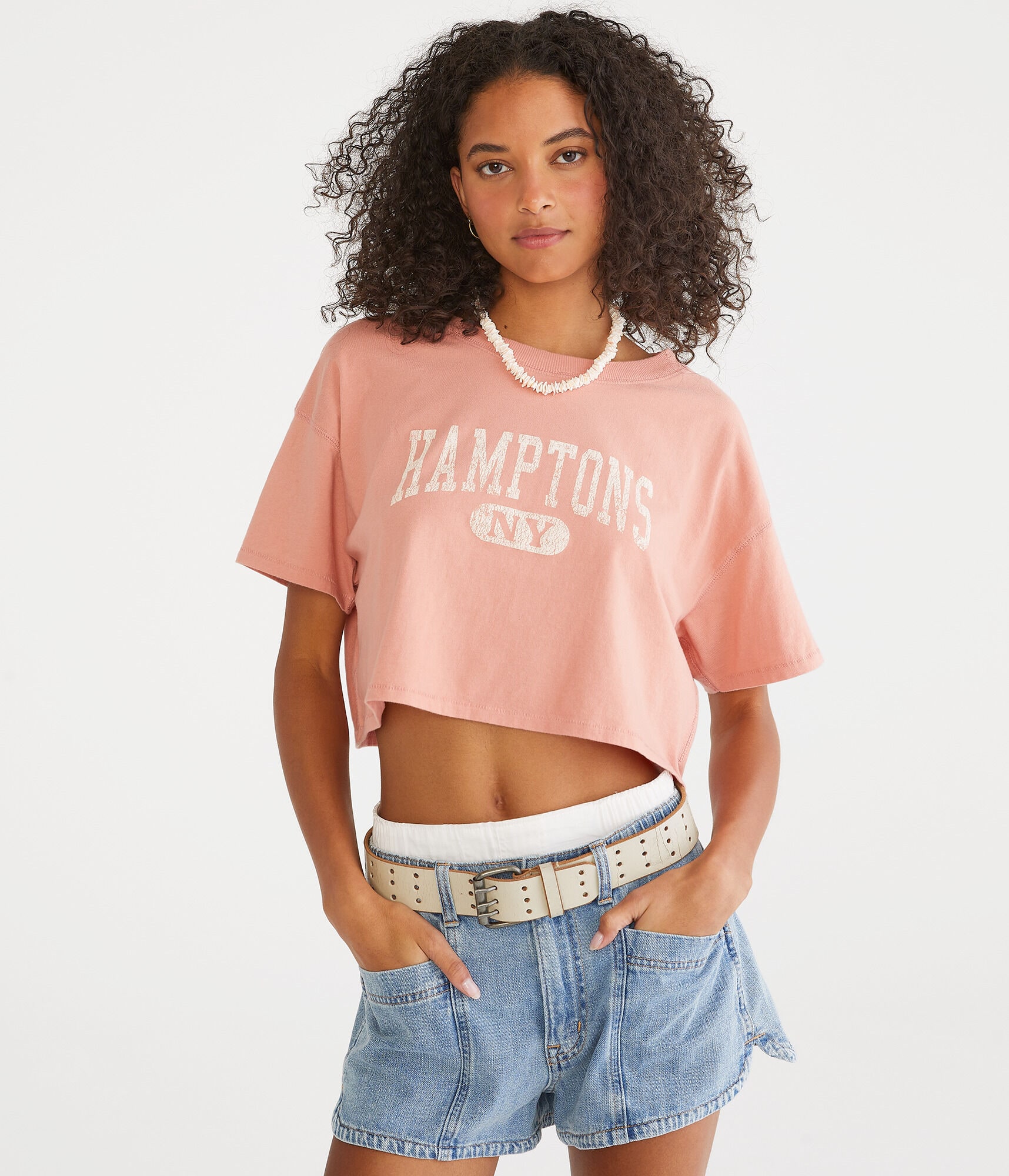 Hamptons Cropped Boyfriend Graphic Tee