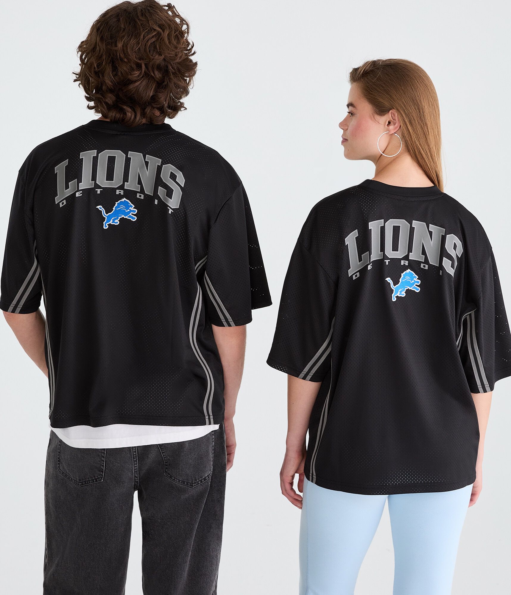 Detroit Lions Striped Mesh Top
