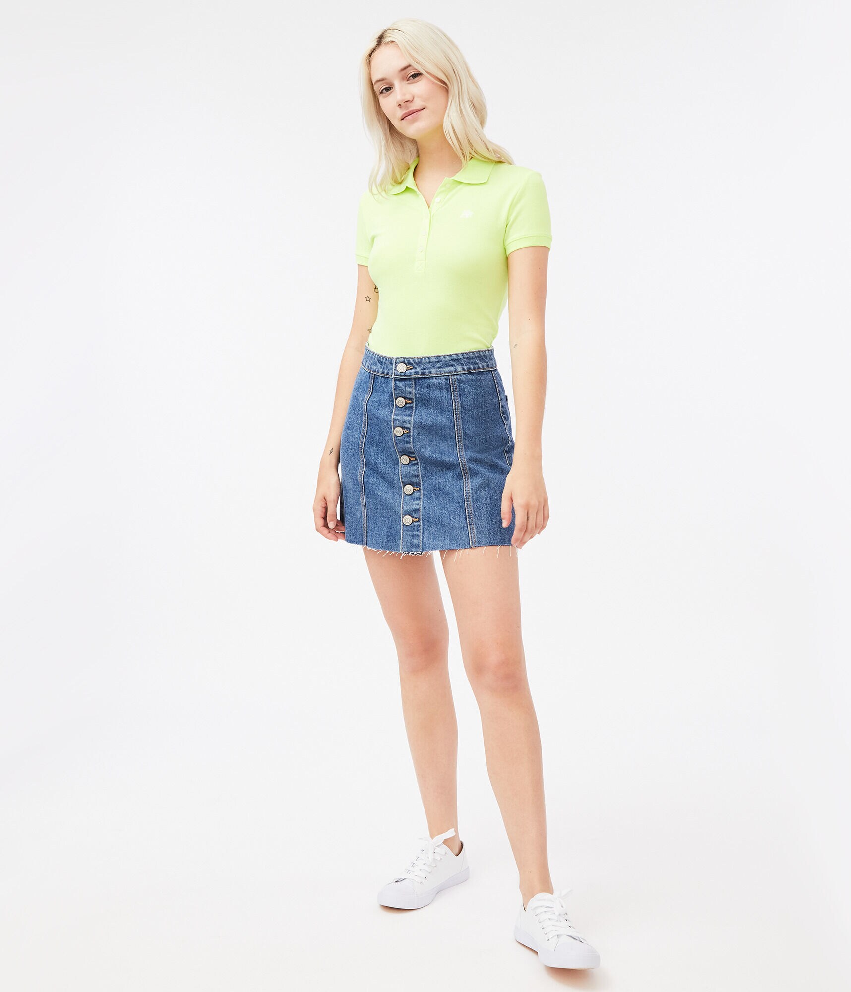 Real Denim High-Rise Buttoned Mini Skirt