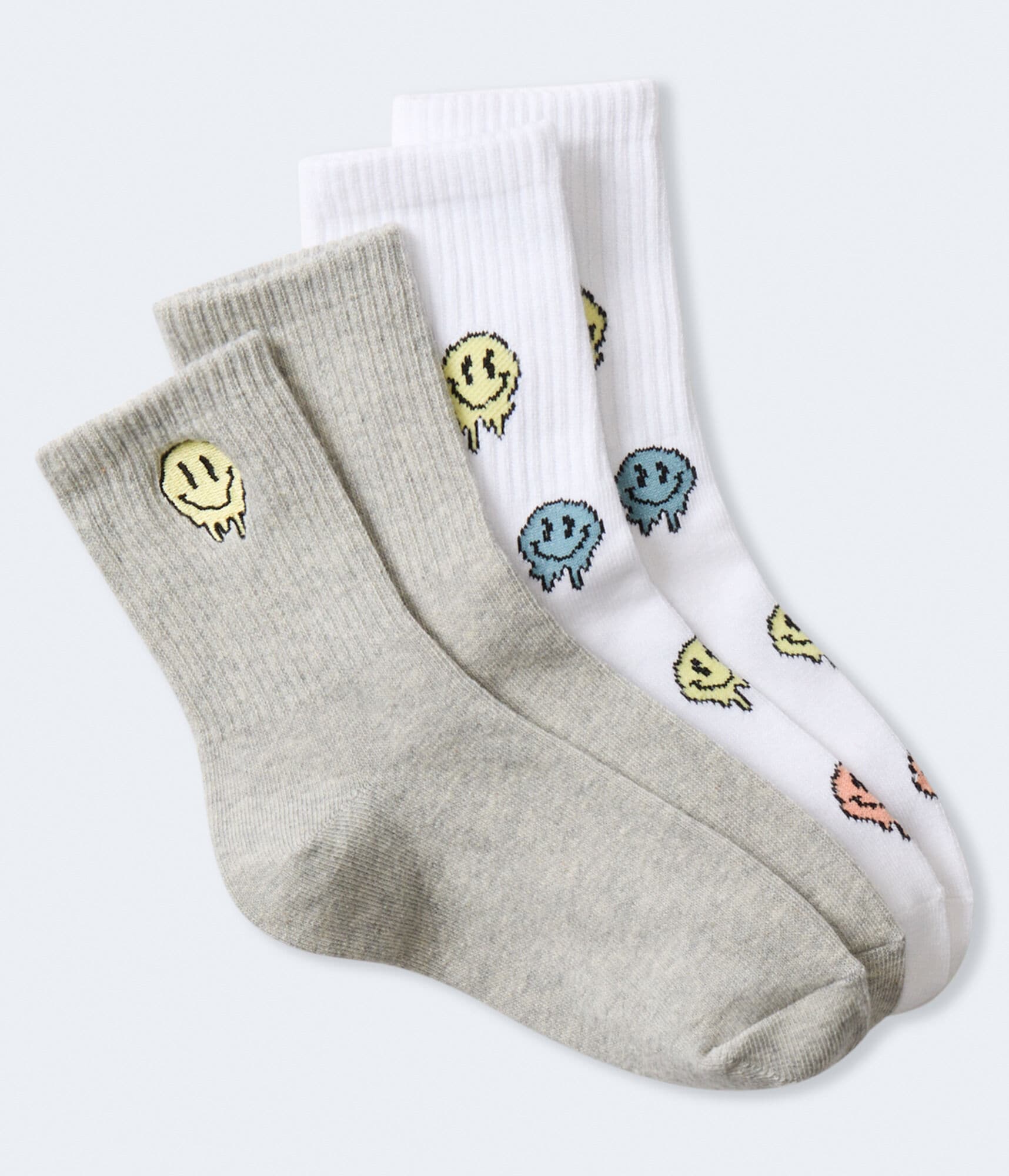 Melted Smiley Face Crew Sock 2-Pack
