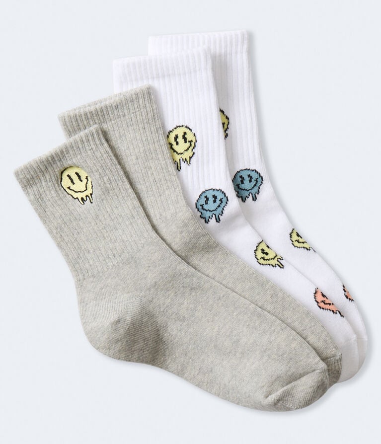 Melted Smiley Face Crew Sock 2-Pack