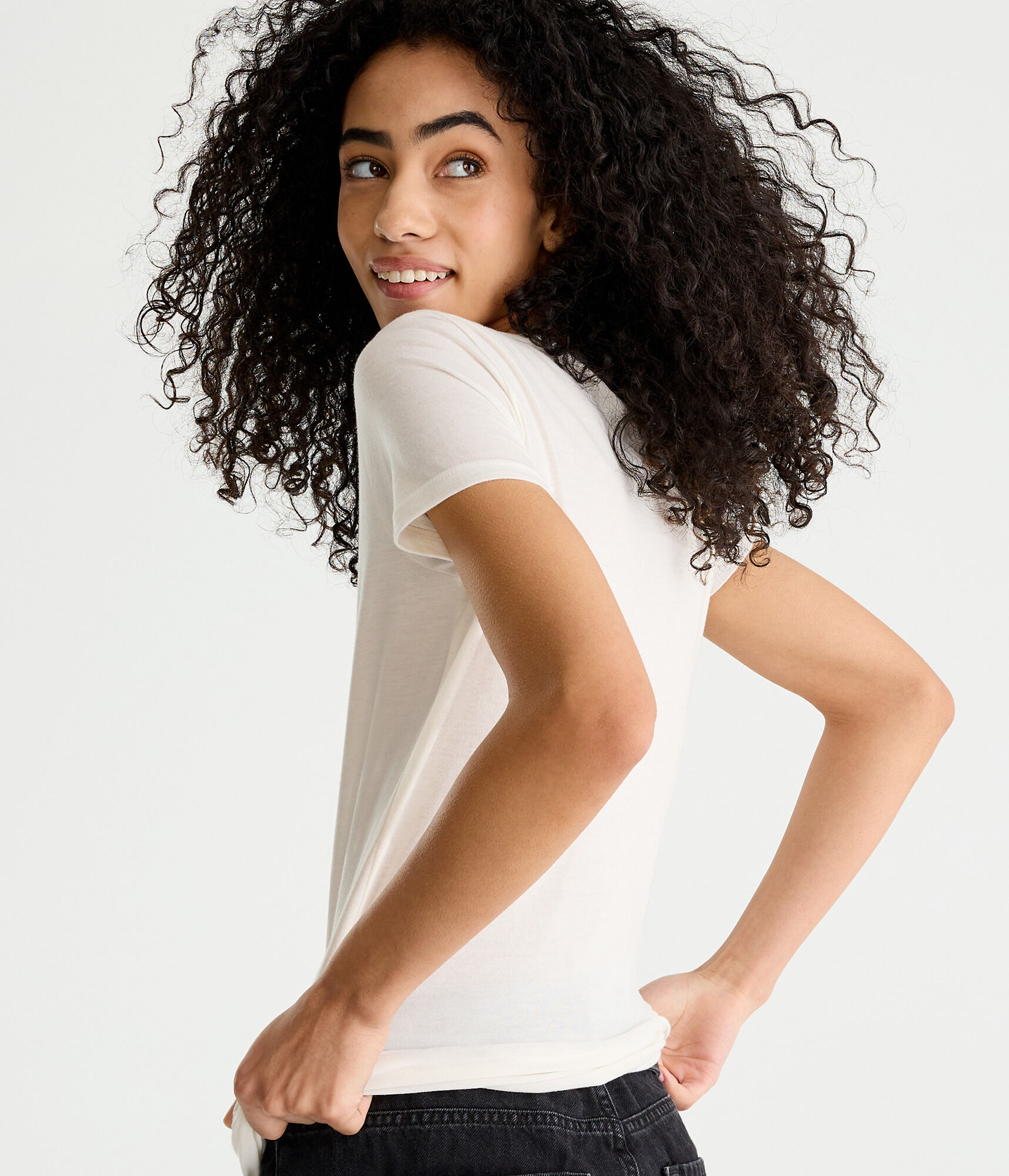 Aeropostale Rose Butterfly Foil Graphic Tee