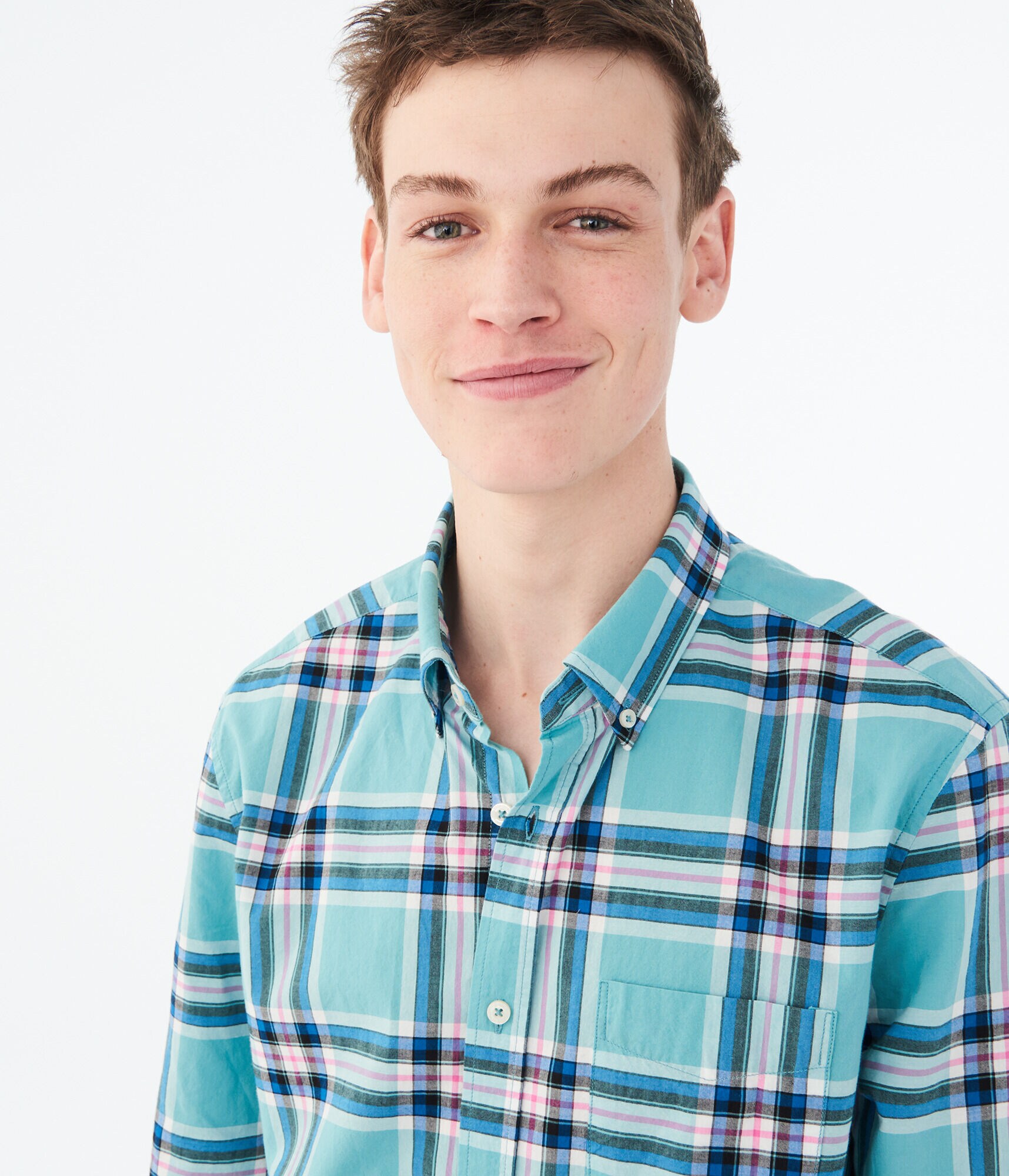 Long Sleeve Plaid Woven Shirt