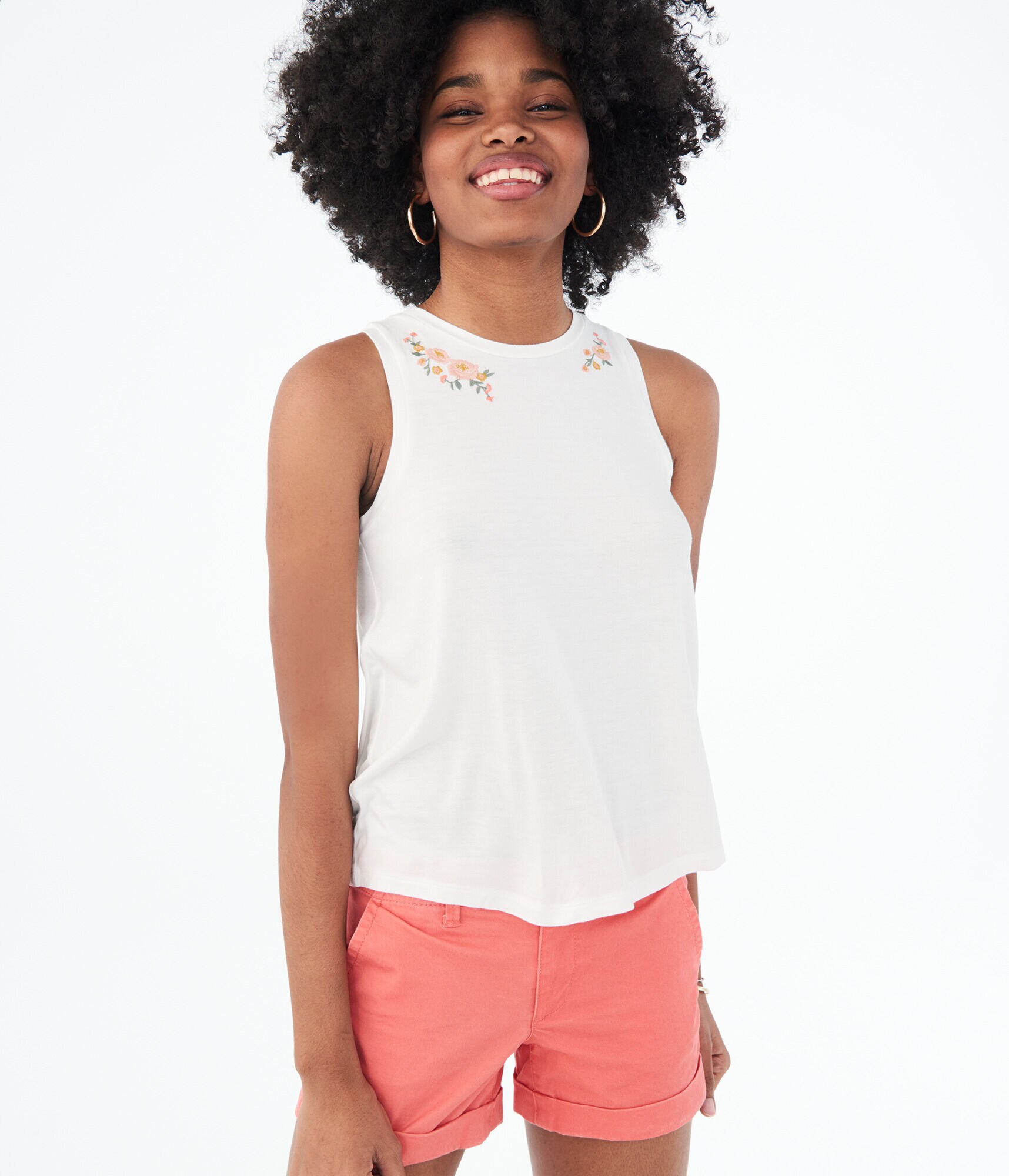 Embroidered Flower Tank***