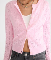 Pointelle Heart Crew Cardigan