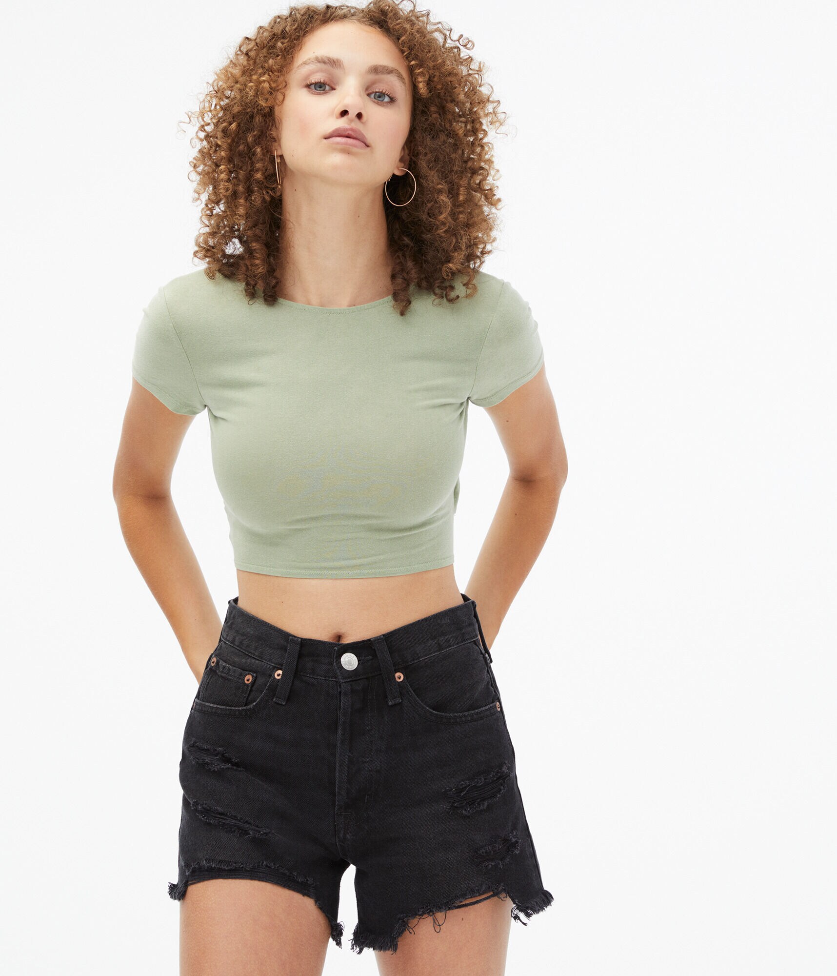 Seriously Soft Pigment-Dyed Faux Wrap 2-Way Crop Top