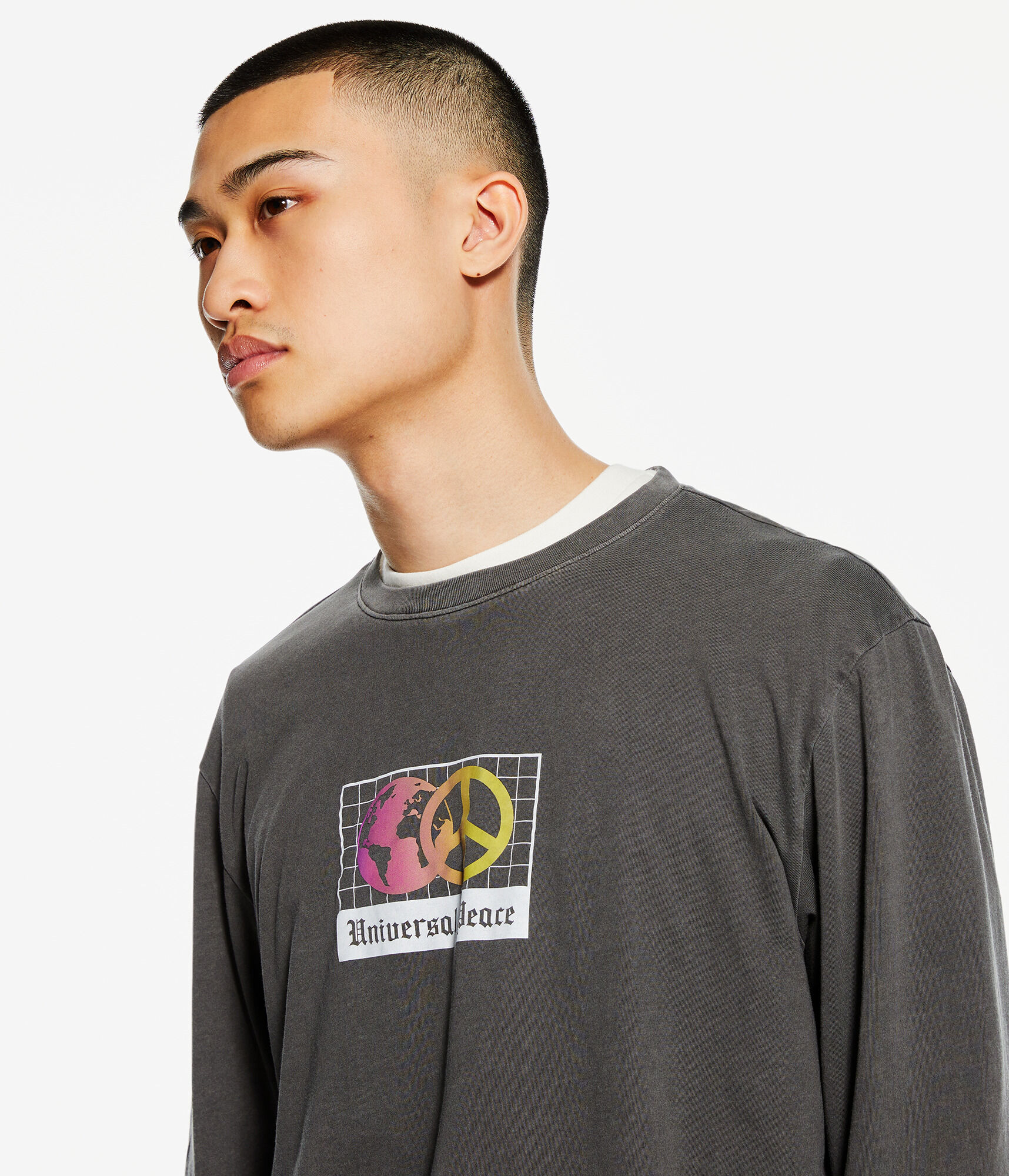 Long Sleeve Universal Peace Washed Graphic Tee
