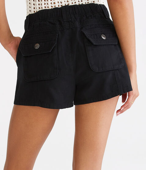 Low-Rise Canvas Cargo Shorty Shorts