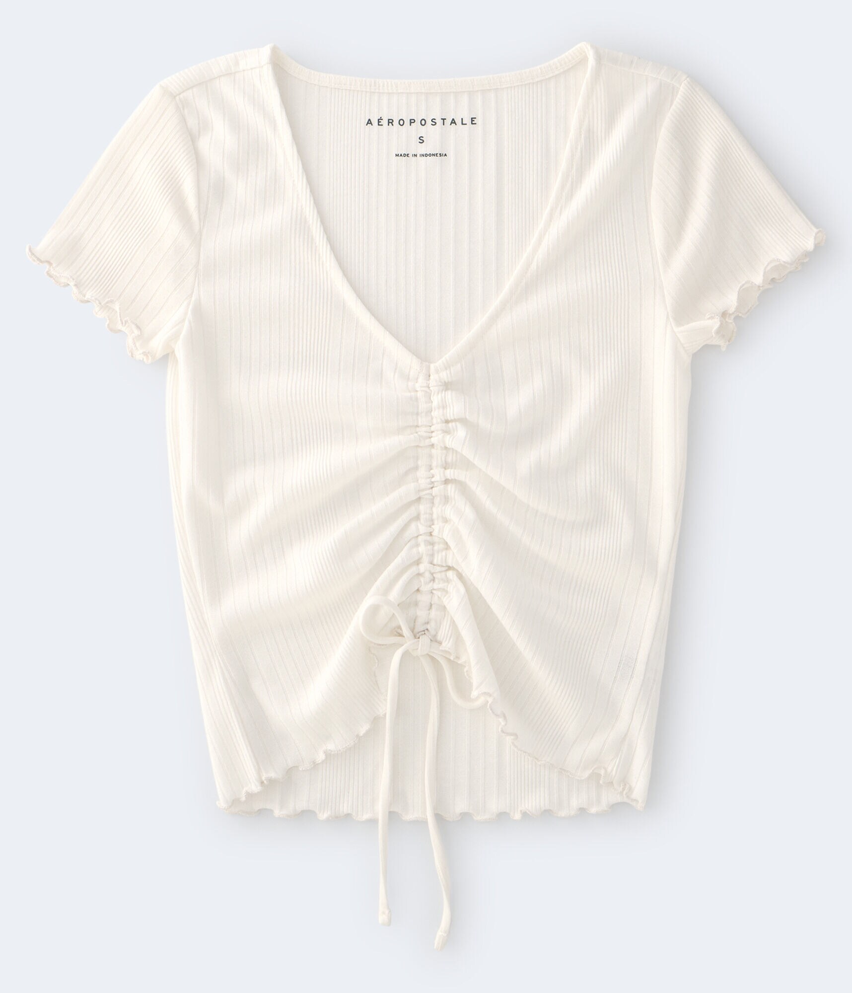 Ribbed Ruched-Front Tee