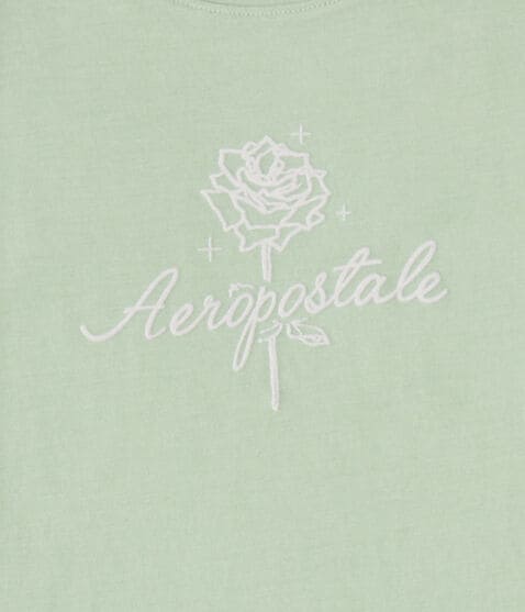 Aeropostale Rose Flocked Graphic Tee Aeropostale Rose Flocked Graphic Tee