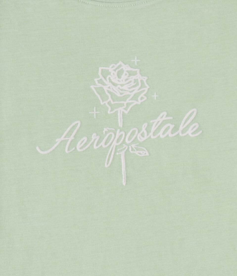 Aeropostale Rose Flocked Graphic Tee
