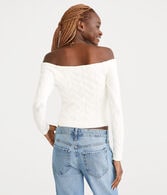 Cable Cropped Off-The-Shoulder Sweater