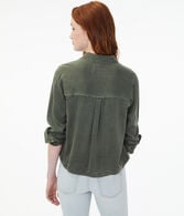 Long Sleeve Cropped Button-Down Shirt