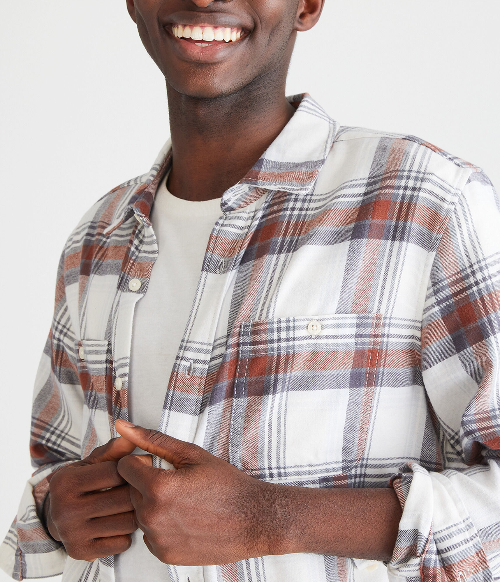 Long Sleeve Relaxed Washed Plaid Flannel Shirt