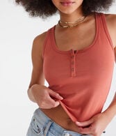 Seriously Soft Scoop-Neck Snap Henley Tank