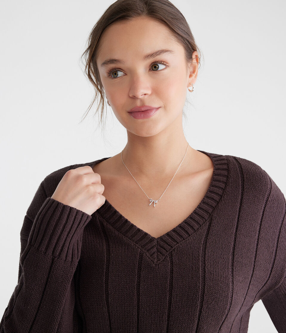 Ribbed V-Neck Sweater
