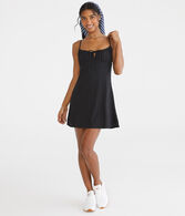Solid Scoop-Neck Eyelet A-Line Dress
