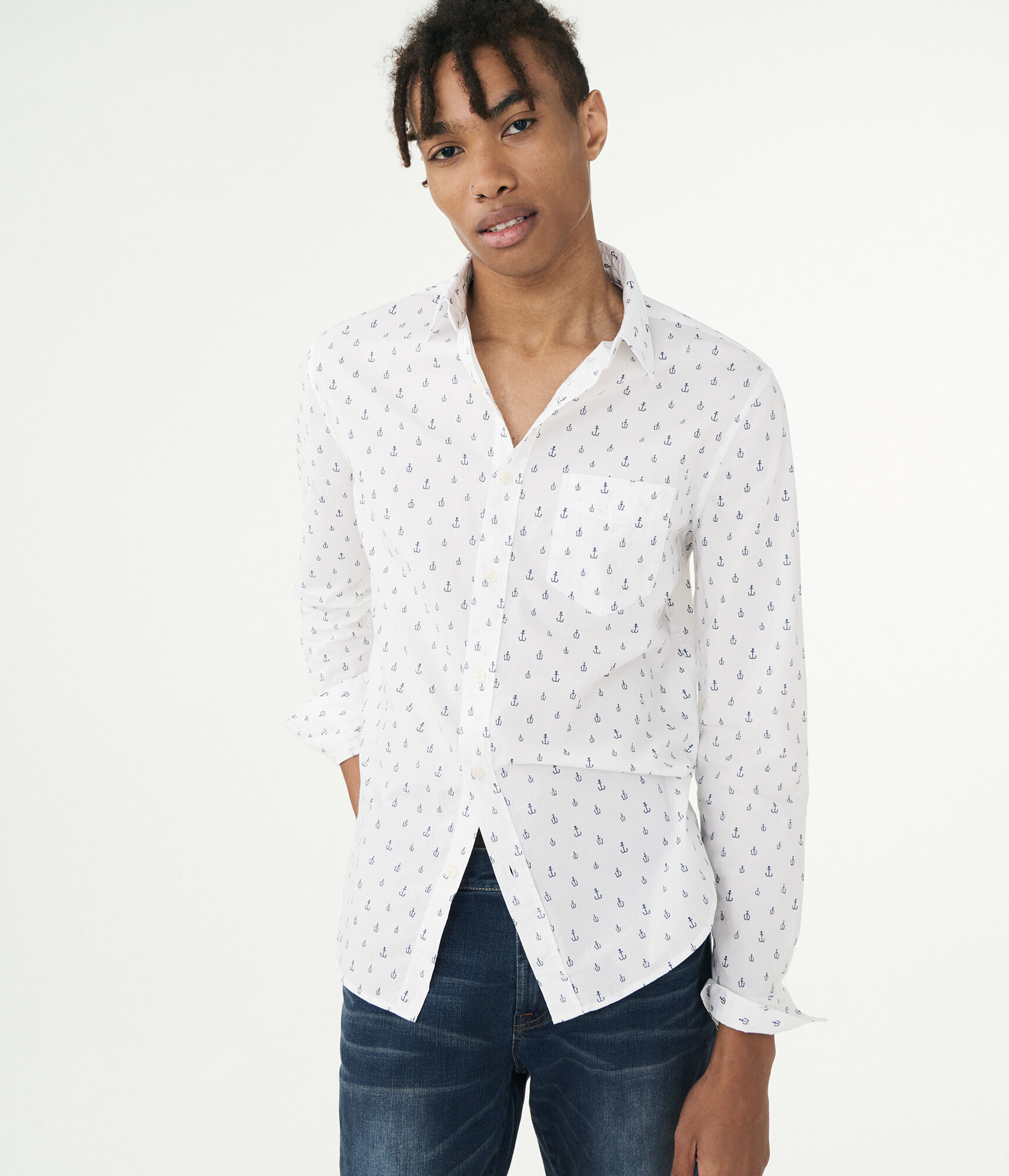 Long Sleeve Anchor Woven Shirt