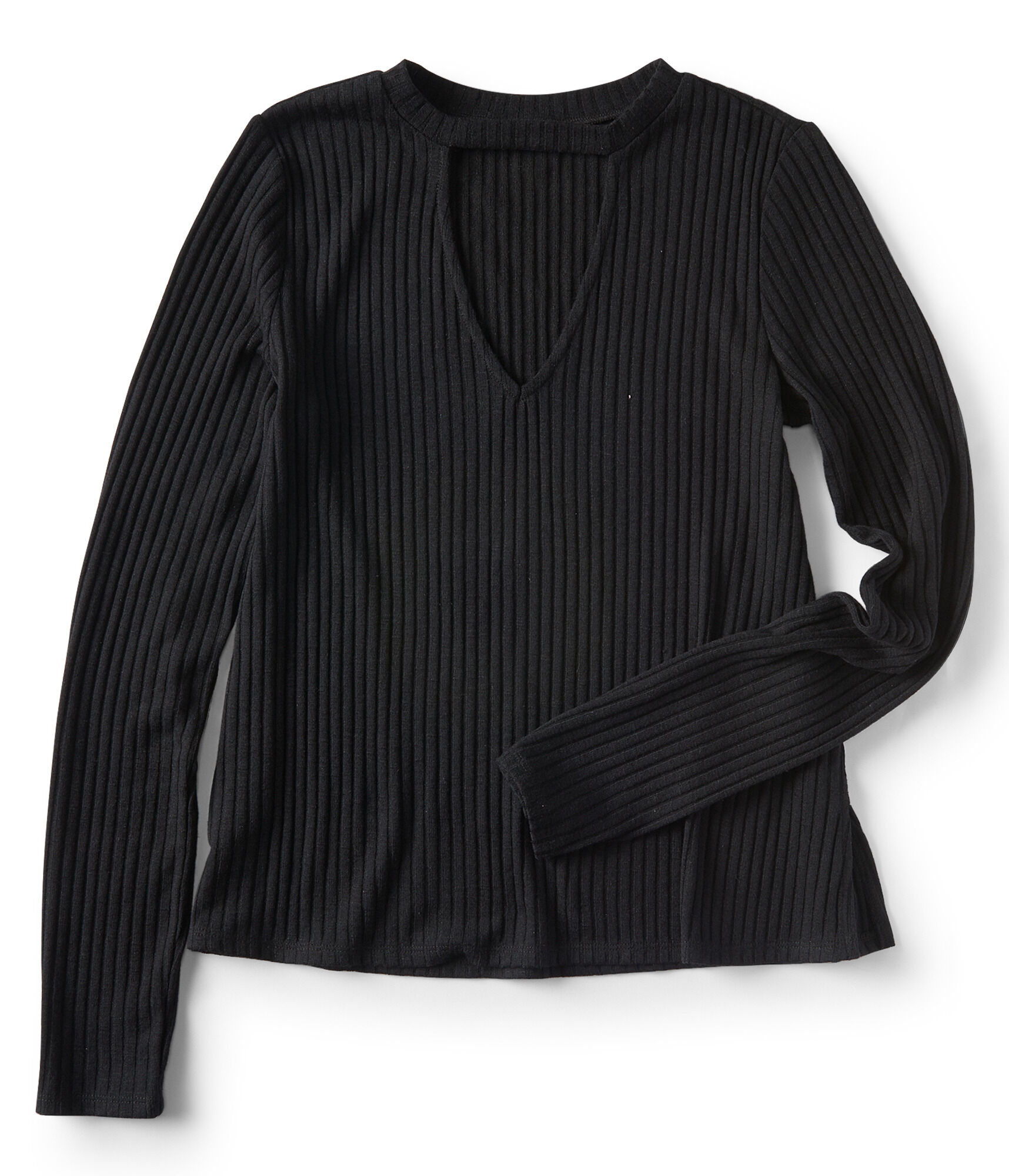 Long Sleeve Ribbed Choker Top