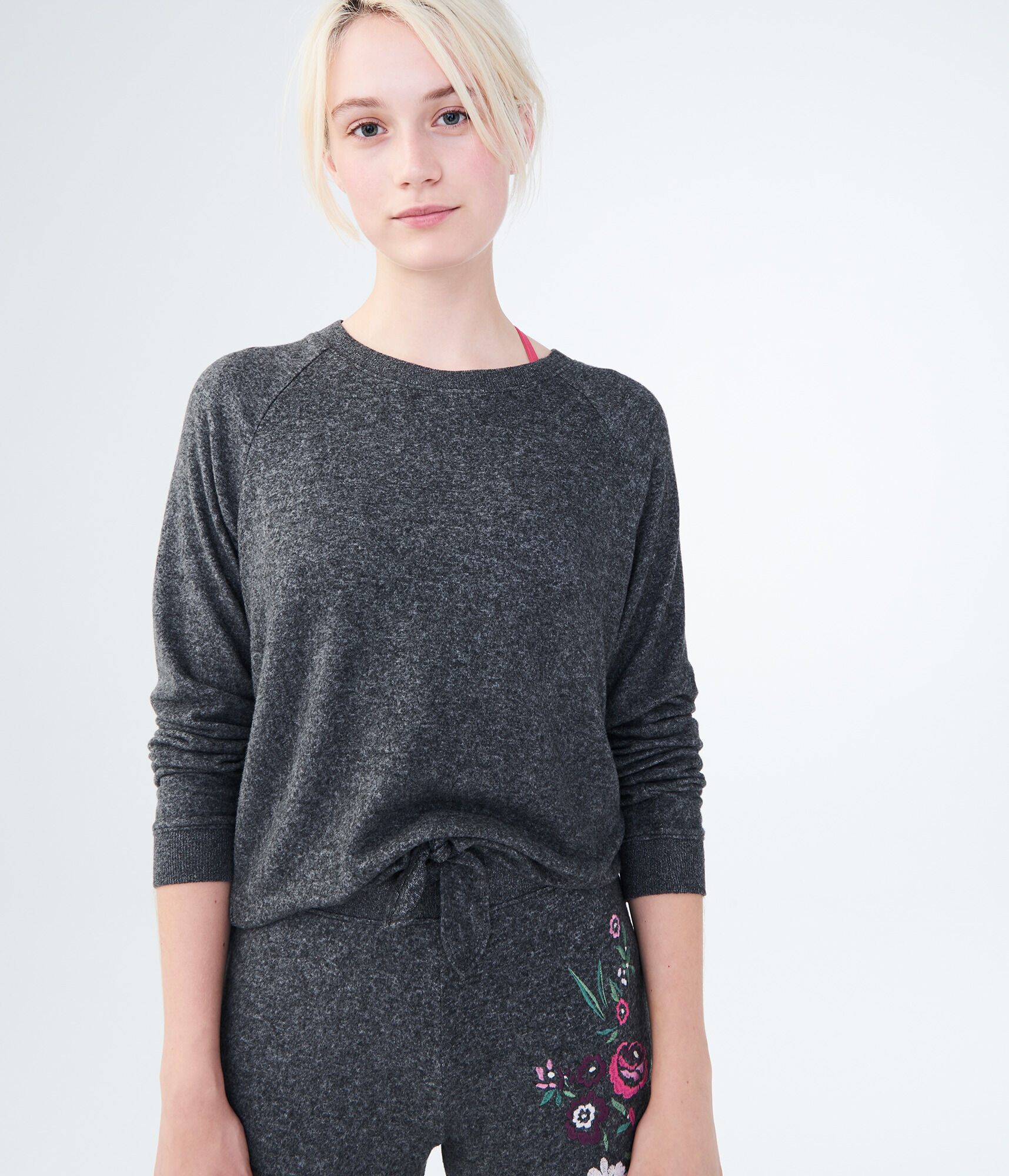 LLD Seriously Soft Knot-Front Crew Sweatshirt