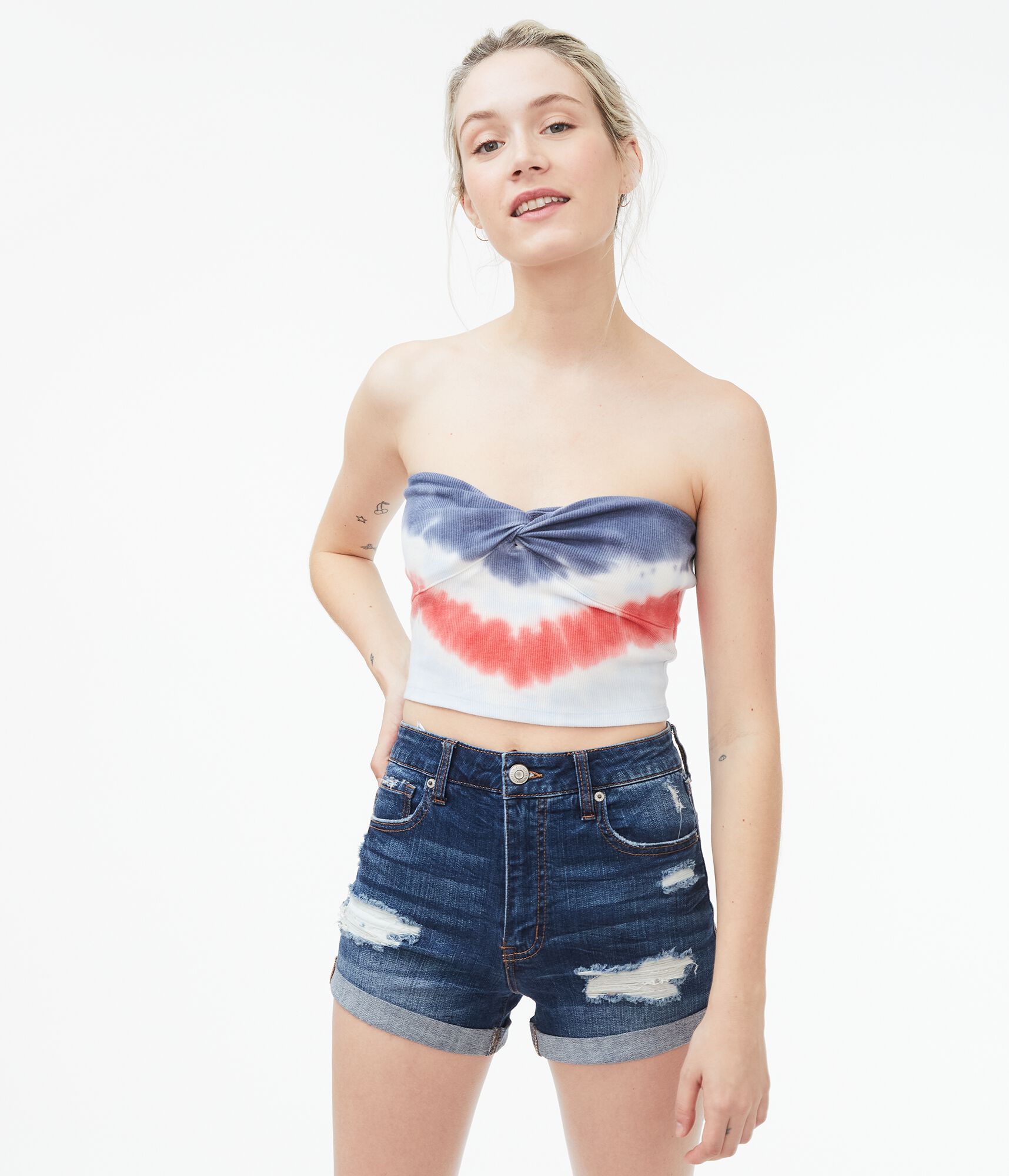 Americana Tie-Dye Cropped Tube Top