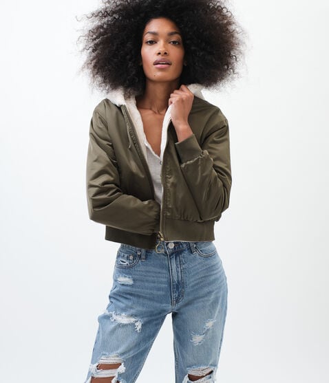 Reversible Woven & Faux Fur Hooded Jacket